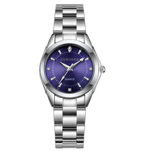 Load image into Gallery viewer, CHRONOS Women Stainless Steel Rhinestone Watch Silver Bracelet Quartz Waterproof Lady Business Analog Watches Pink Blue Dial
