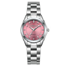 Load image into Gallery viewer, CHRONOS Women Stainless Steel Rhinestone Watch Silver Bracelet Quartz Waterproof Lady Business Analog Watches Pink Blue Dial
