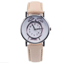 Load image into Gallery viewer, Leather Alarm clock printing Analog Quartz Vogue Wrist Watch Relogio Feminino Women Watches Reloj Mujer Bayan Kol Saati
